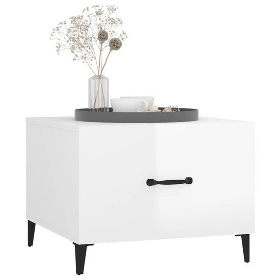 Salontafels 2 st met metalen poten 50x50x40 cm hoogglans wit MeubelReus