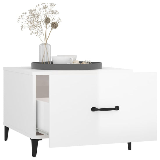Salontafels 2 st met metalen poten 50x50x40 cm hoogglans wit MeubelReus