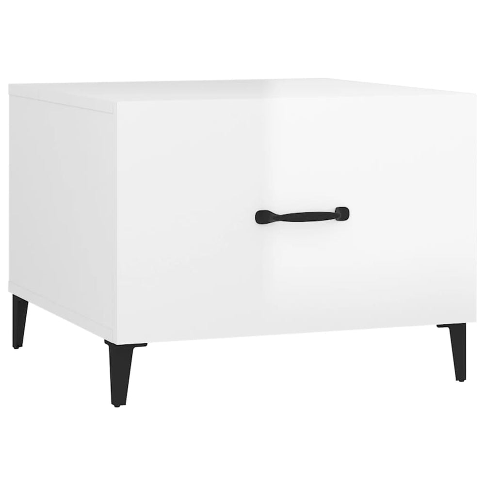 Salontafels 2 st met metalen poten 50x50x40 cm hoogglans wit MeubelReus