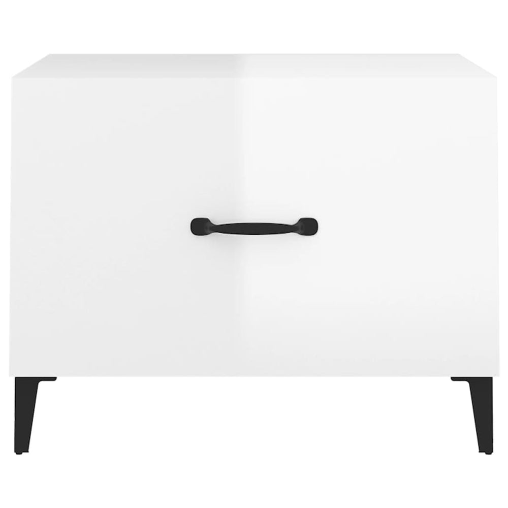 Salontafels 2 st met metalen poten 50x50x40 cm hoogglans wit MeubelReus