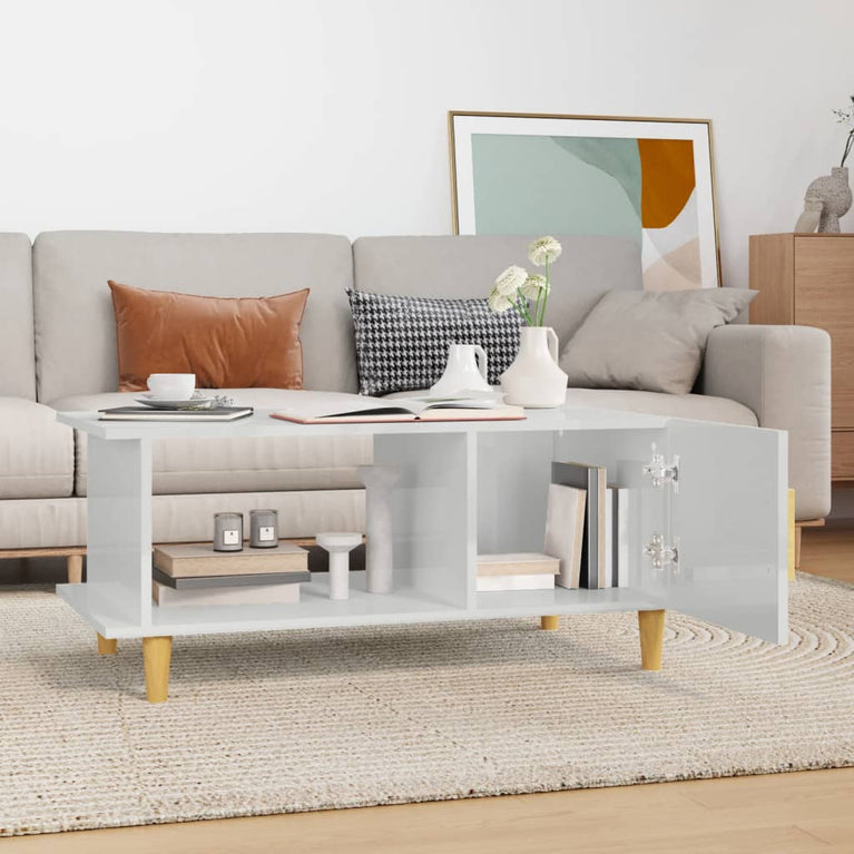 Salontafel 90x50x40 cm bewerkt hout hoogglans wit MeubelReus