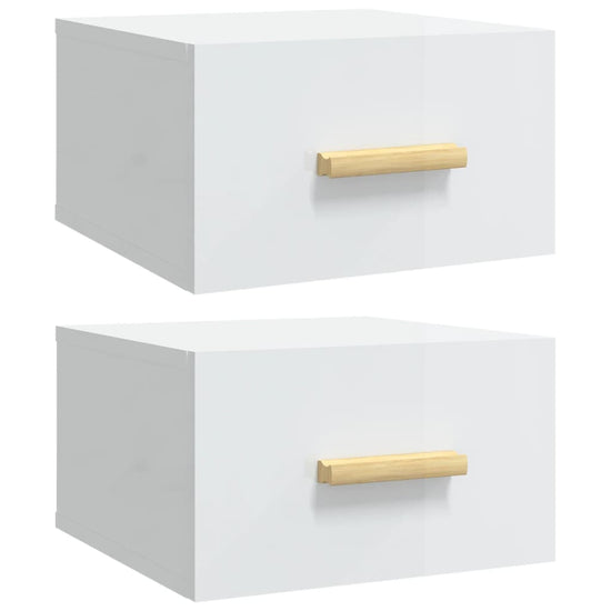 Nachtkastjes 2 st wandgemonteerd 35x35x20 cm hoogglans wit MeubelReus