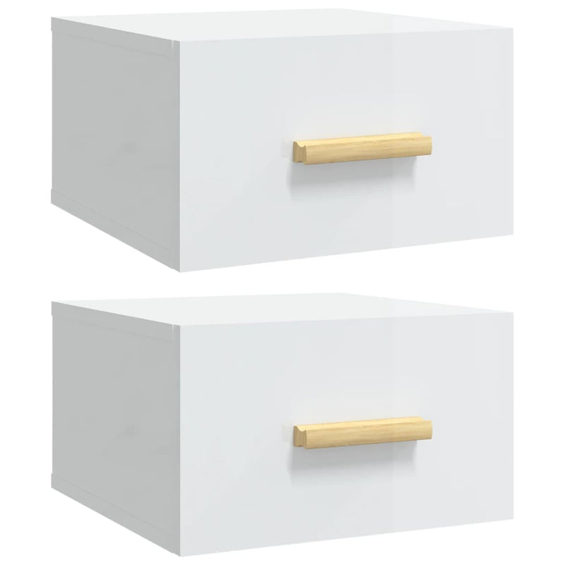 Nachtkastjes 2 st wandgemonteerd 35x35x20 cm hoogglans wit MeubelReus