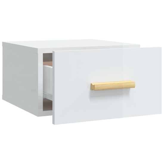 Nachtkastjes 2 st wandgemonteerd 35x35x20 cm hoogglans wit MeubelReus
