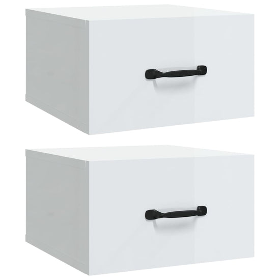 Nachtkastjes 2 st wandgemonteerd 35x35x20 cm hoogglans wit MeubelReus
