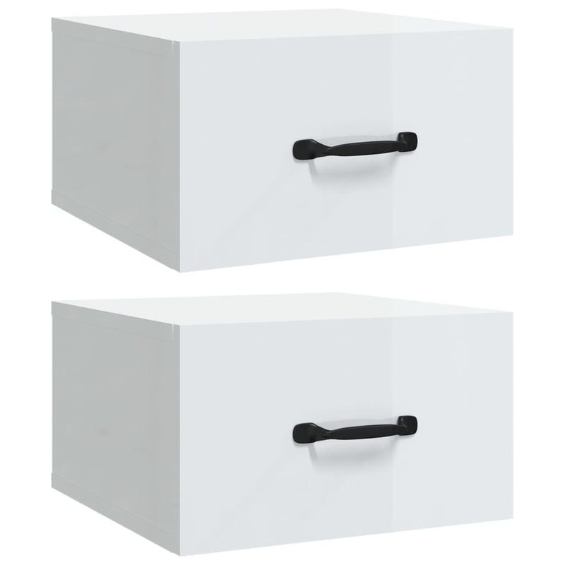 Nachtkastjes 2 st wandgemonteerd 35x35x20 cm hoogglans wit MeubelReus
