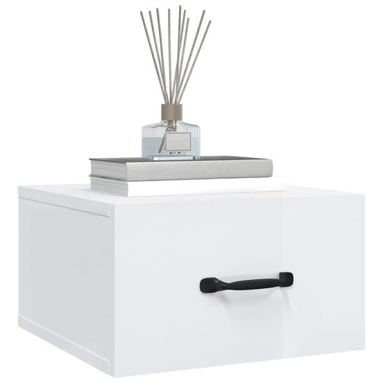 Nachtkastjes 2 st wandgemonteerd 35x35x20 cm hoogglans wit MeubelReus
