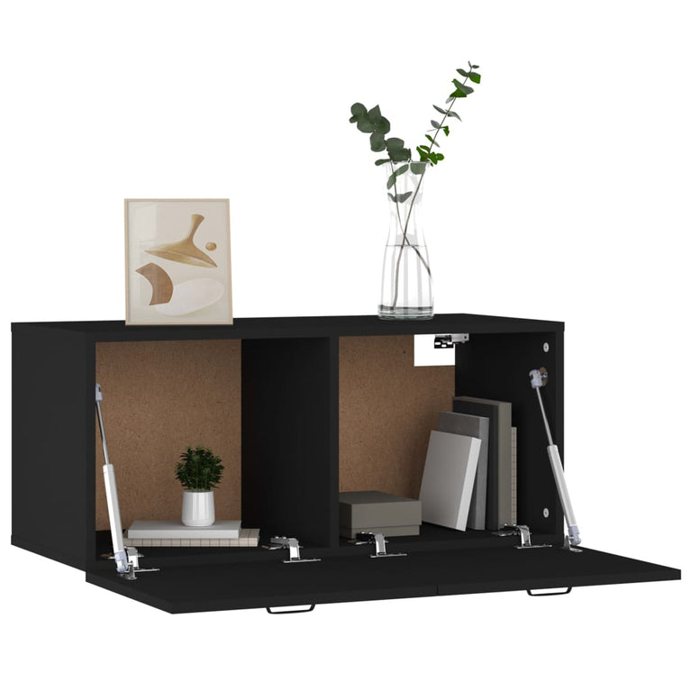 Wandkast 80x35x36,5 cm bewerkt hout zwart MeubelReus