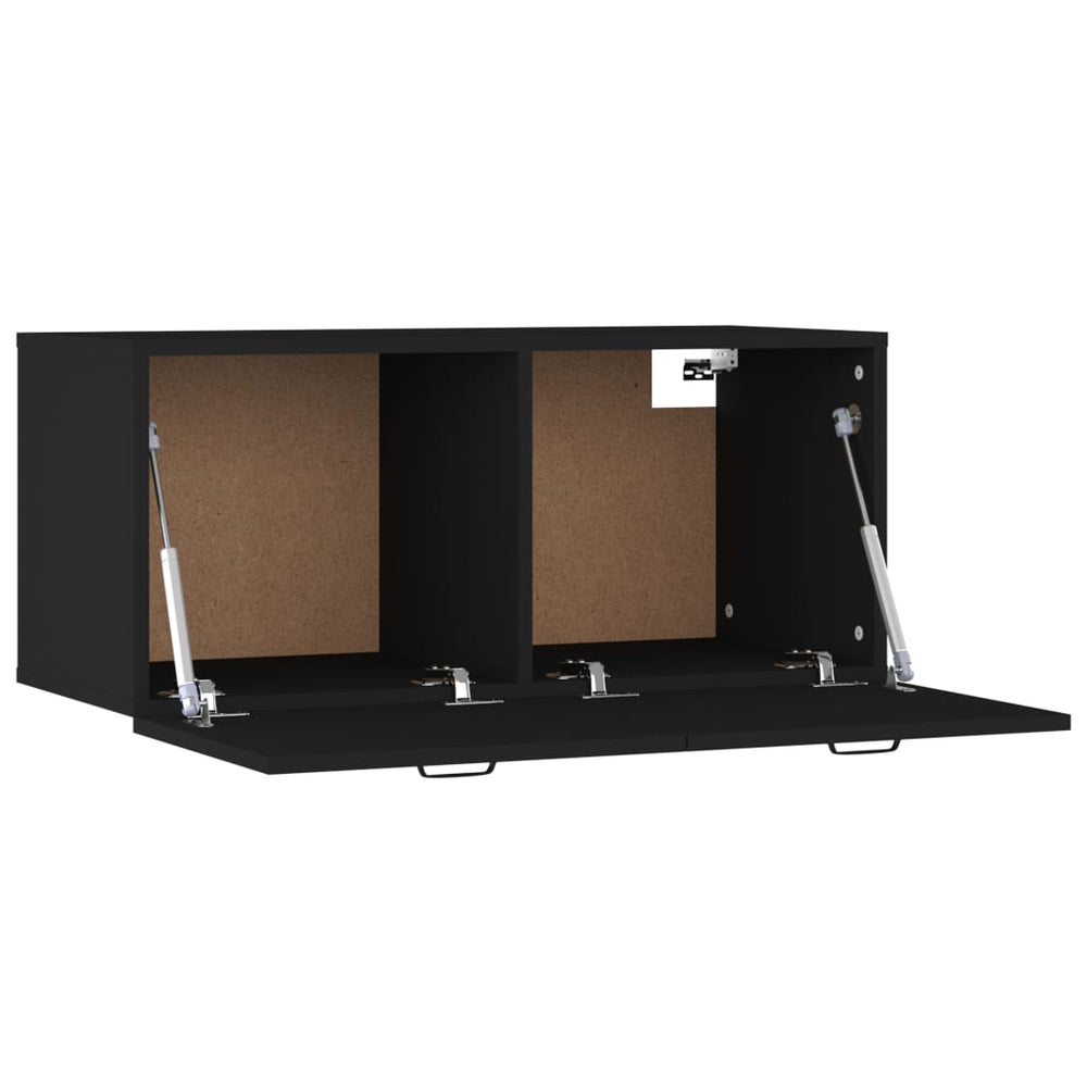 Wandkast 80x35x36,5 cm bewerkt hout zwart MeubelReus