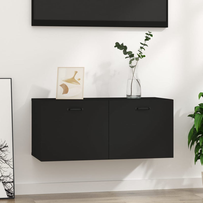 Wandkast 80x35x36,5 cm bewerkt hout zwart MeubelReus