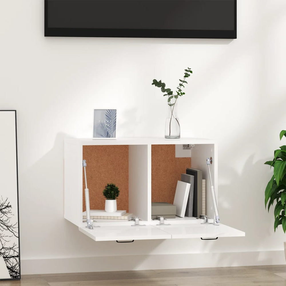 Wandkast 80x35x36,5 cm bewerkt hout hoogglans wit MeubelReus