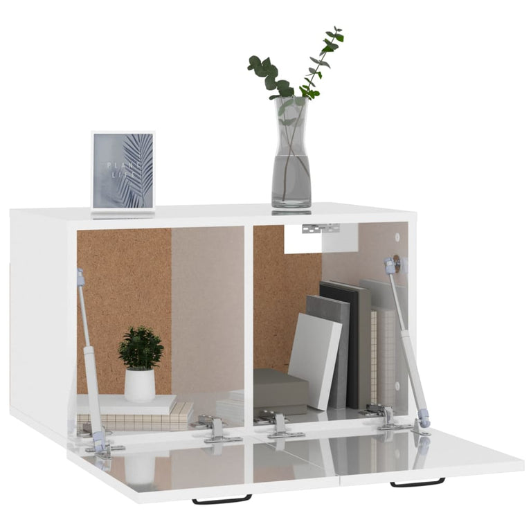 Wandkast 80x35x36,5 cm bewerkt hout hoogglans wit MeubelReus