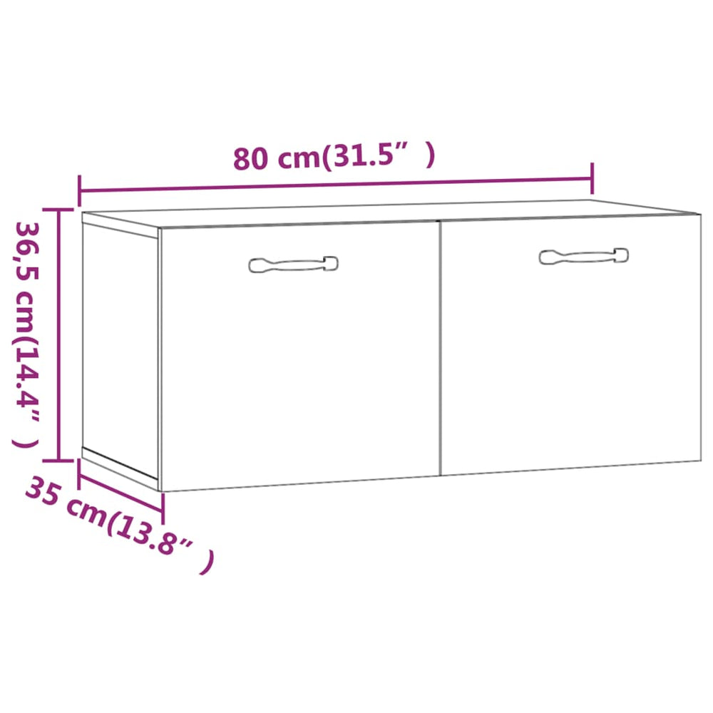 Wandkast 80x35x36,5 cm bewerkt hout hoogglans wit MeubelReus