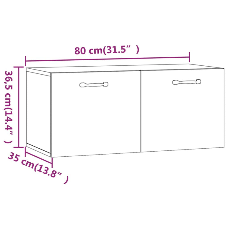 Wandkast 80x35x36,5 cm bewerkt hout hoogglans wit MeubelReus