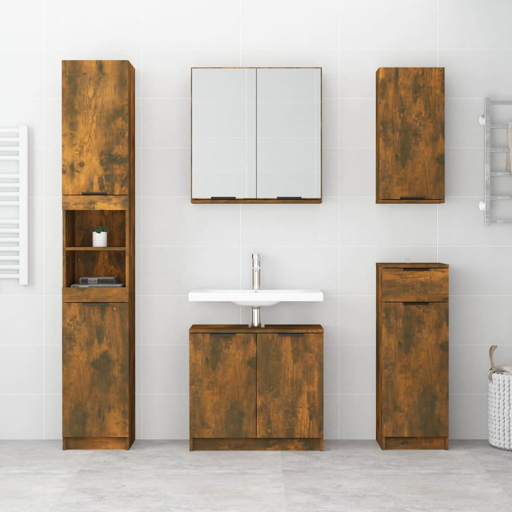 Badkamerkast wandgemonteerd 32x20x67 cm gerookt eiken MeubelReus