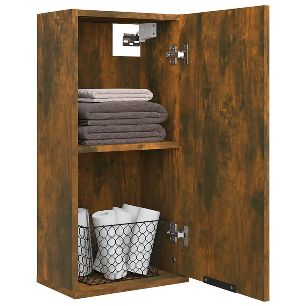 Badkamerkast wandgemonteerd 32x20x67 cm gerookt eiken MeubelReus
