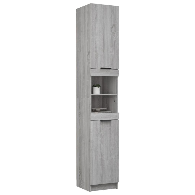 Badkamerkast 32x34x188,5 cm bewerkt hout grijs sonoma eiken