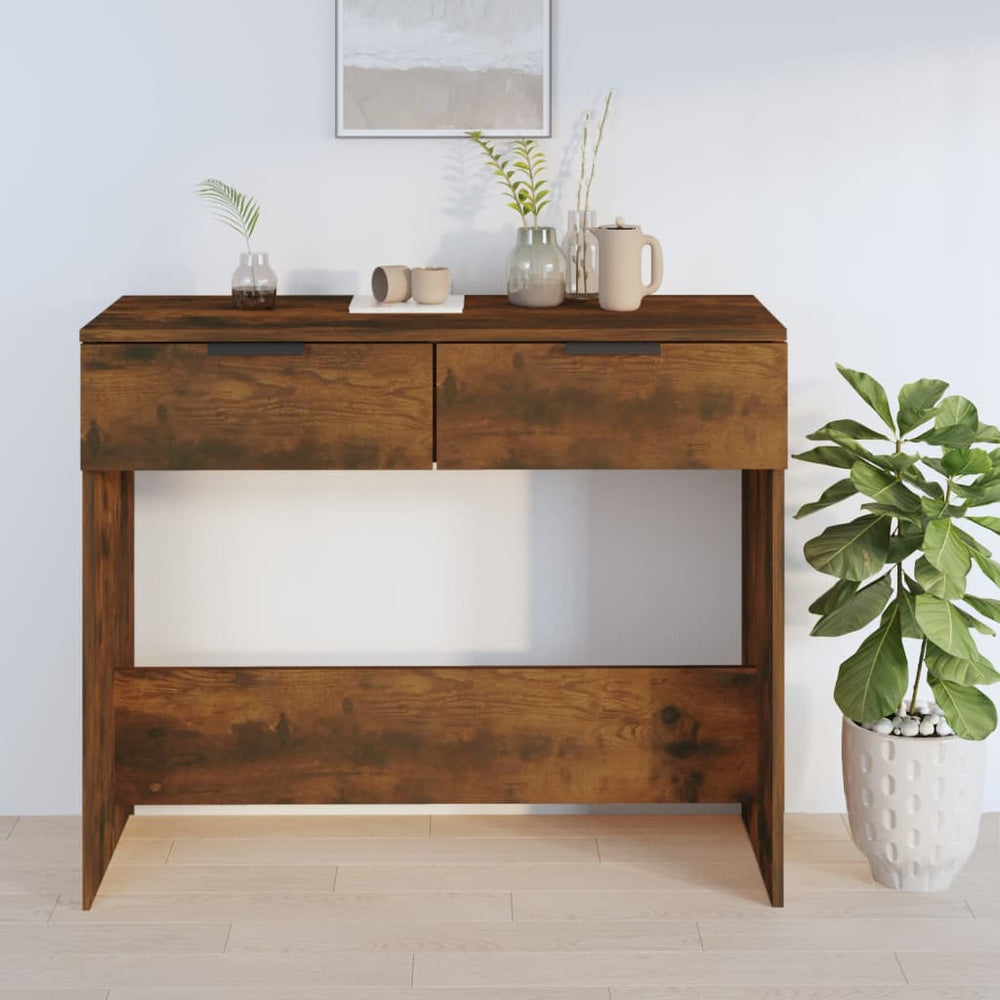 Wandtafel 90x36x75 cm bewerkt hout gerookt eikenkleurig MeubelReus