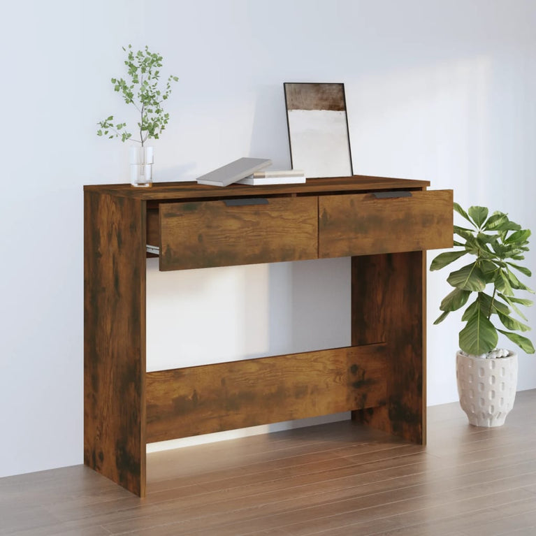 Wandtafel 90x36x75 cm bewerkt hout gerookt eikenkleurig MeubelReus