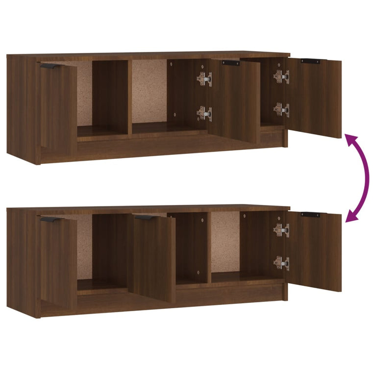 Tv-meubel 102x35x36,5 cm bewerkt hout bruin eikenkleur MeubelReus