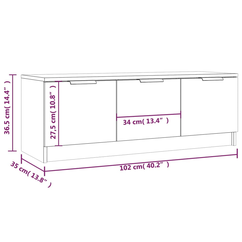 Tv-meubel 102x35x36,5 cm bewerkt hout bruin eikenkleur MeubelReus