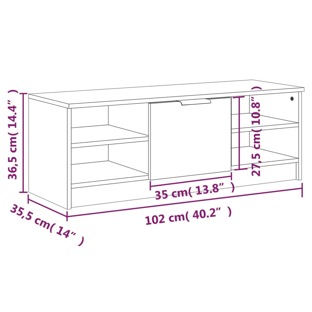 Tv-meubel 102x35,5x36,5 cm bewerkt hout gerookt eikenkleurig MeubelReus