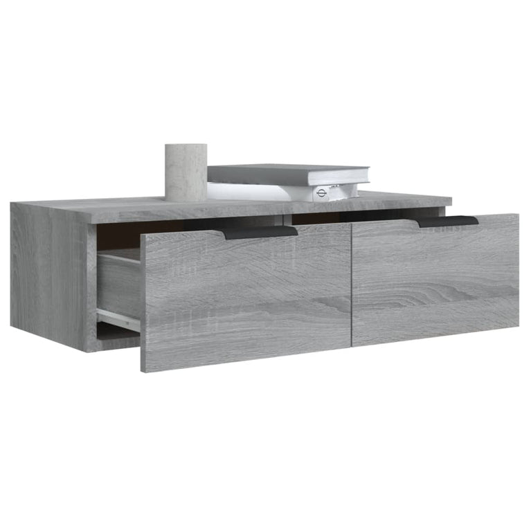 Wandkast 68x30x20 cm bewerkt hout grijs sonoma eikenkleurig MeubelReus