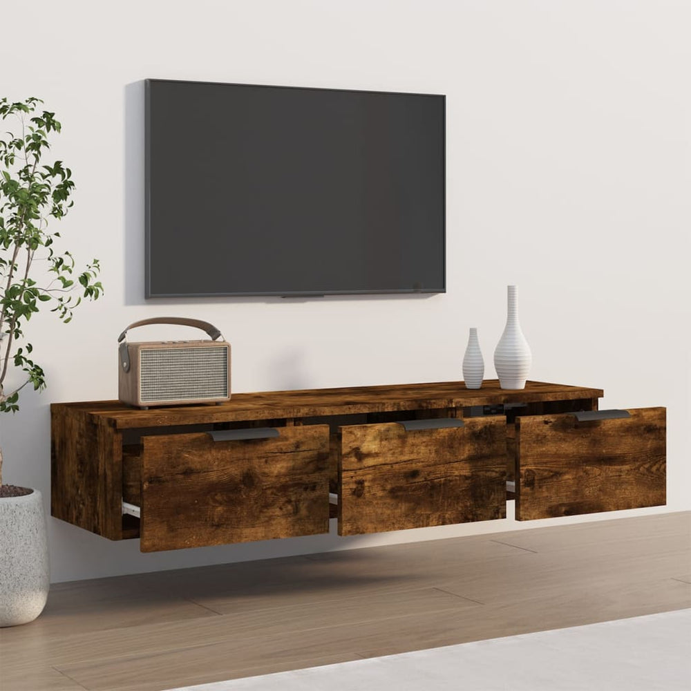Wandkast 102x30x20 cm bewerkt hout gerookt eikenkleurig MeubelReus