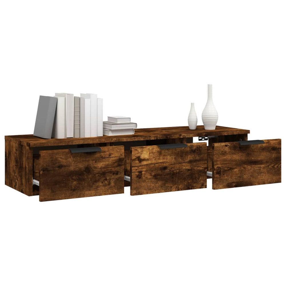 Wandkast 102x30x20 cm bewerkt hout gerookt eikenkleurig MeubelReus