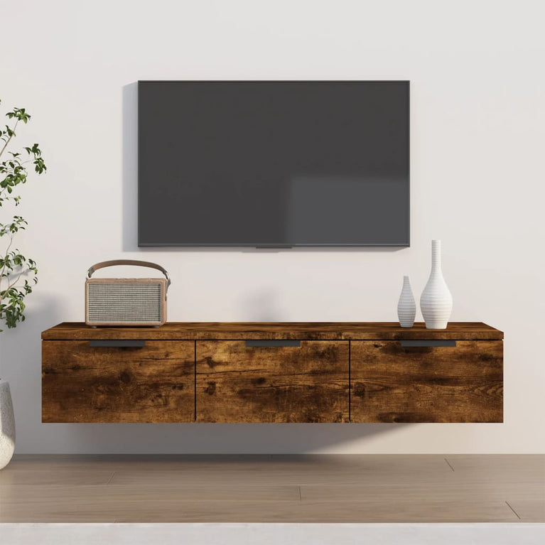 Wandkast 102x30x20 cm bewerkt hout gerookt eikenkleurig MeubelReus