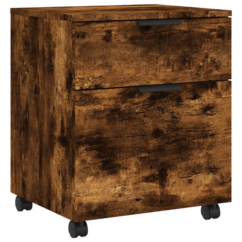 Dossierkast verrijdbaar 45x38x54 cm bewerkt hout gerookt eiken MeubelReus