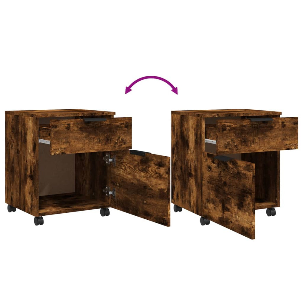 Dossierkast verrijdbaar 45x38x54 cm bewerkt hout gerookt eiken MeubelReus