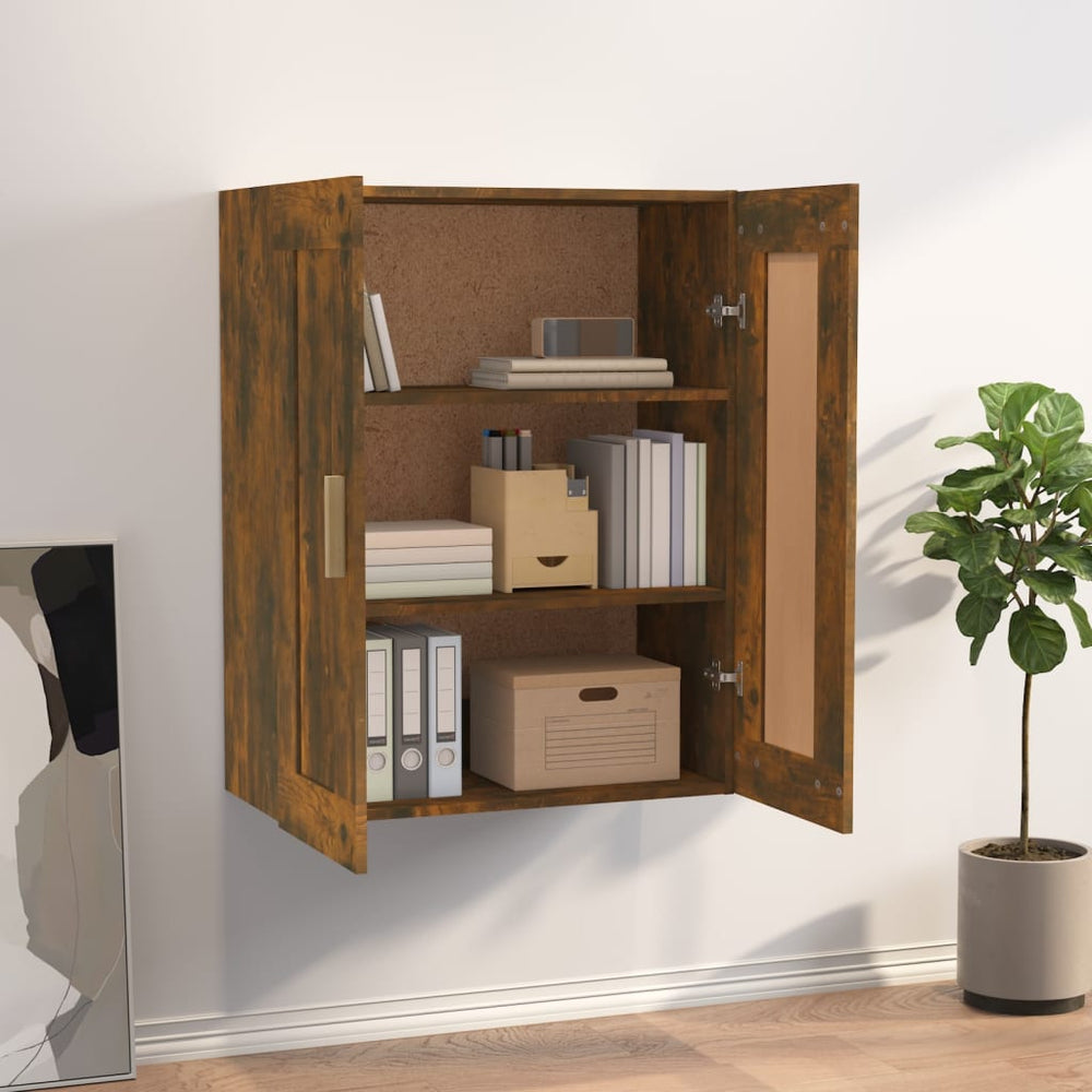 Wandkast 69,5x32,5x90 cm bewerkt hout gerookt eikenkleurig MeubelReus