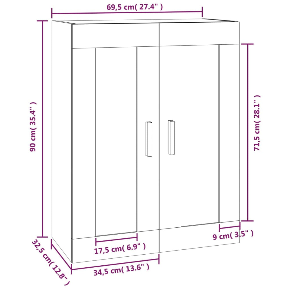 Wandkast 69,5x32,5x90 cm bewerkt hout grijs sonoma eikenkleurig MeubelReus