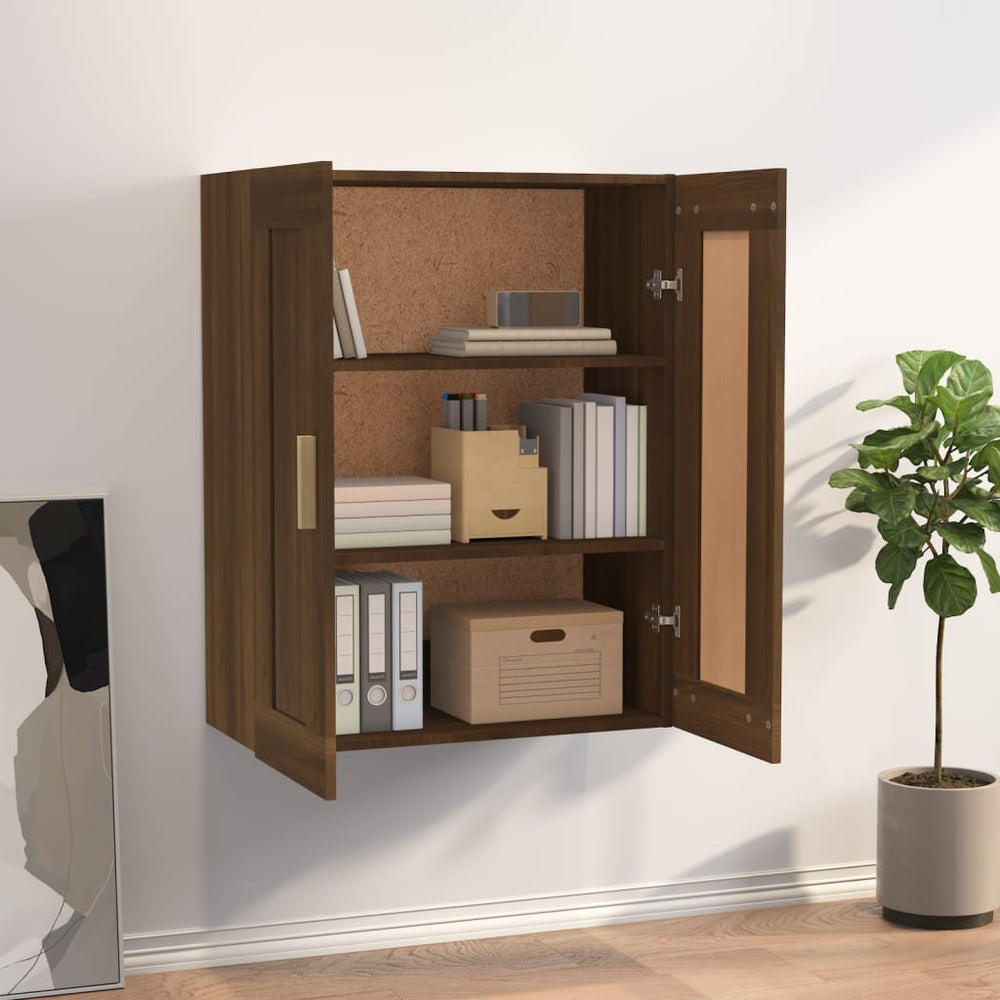 Wandkast 69,5x32,5x90 cm bewerkt hout bruin eikenkleur MeubelReus