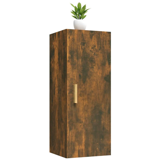 Wandkast 34,5x34x90 cm bewerkt hout gerookt eikenkleurig MeubelReus