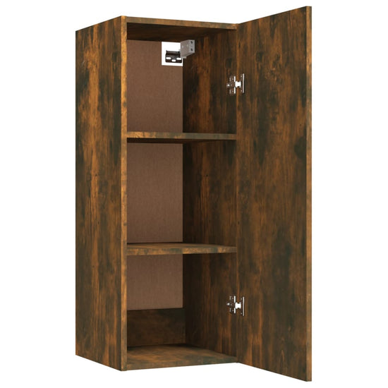 Wandkast 34,5x34x90 cm bewerkt hout gerookt eikenkleurig MeubelReus