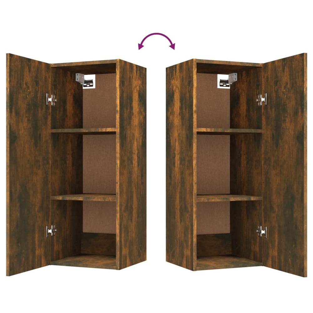 Wandkast 34,5x34x90 cm bewerkt hout gerookt eikenkleurig MeubelReus