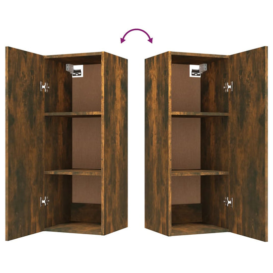Wandkast 34,5x34x90 cm bewerkt hout gerookt eikenkleurig MeubelReus