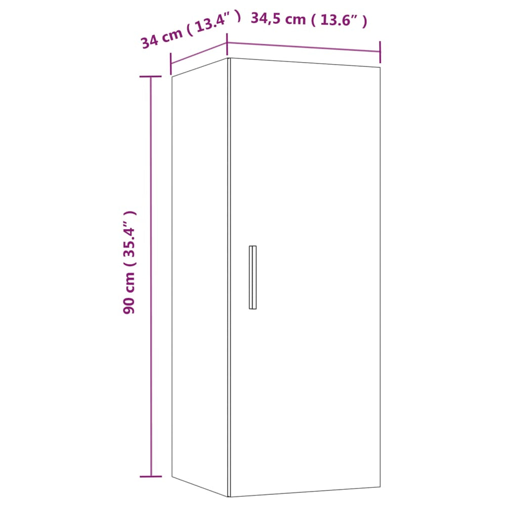 Wandkast 34,5x34x90 cm bewerkt hout gerookt eikenkleurig MeubelReus