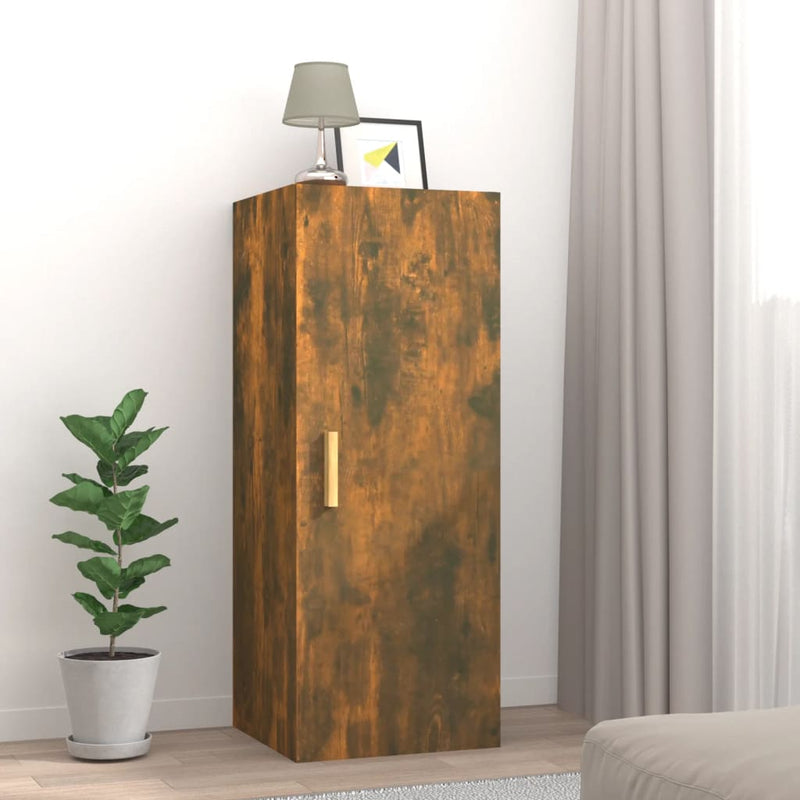 Wandkast 34,5x34x90 cm bewerkt hout gerookt eikenkleurig MeubelReus