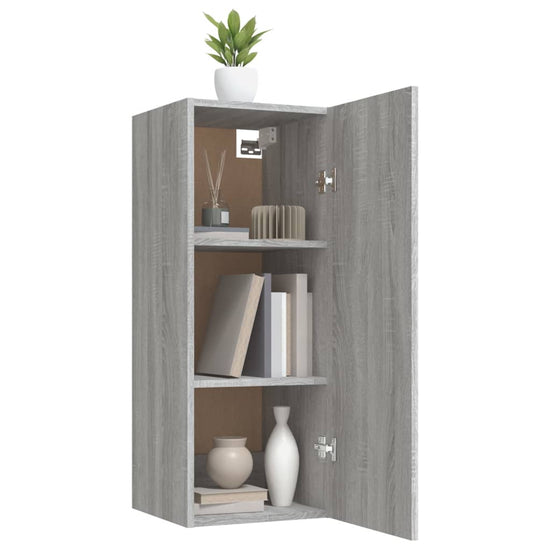 Wandkast 34,5x34x90 cm bewerkt hout grijs sonoma eikenkleurig MeubelReus