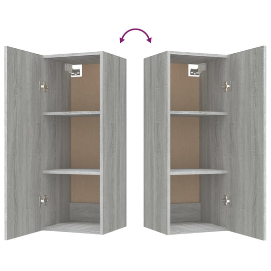 Wandkast 34,5x34x90 cm bewerkt hout grijs sonoma eikenkleurig MeubelReus