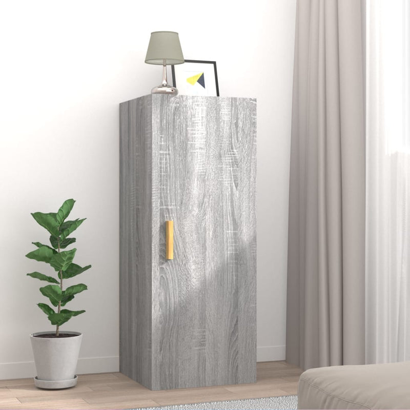 Wandkast 34,5x34x90 cm bewerkt hout grijs sonoma eikenkleurig MeubelReus