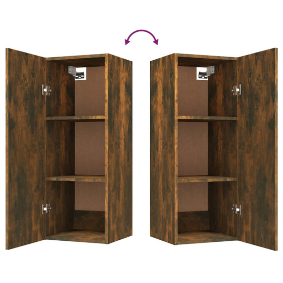 Wandkast 34,5x34x90 cm bewerkt hout gerookt eikenkleurig MeubelReus