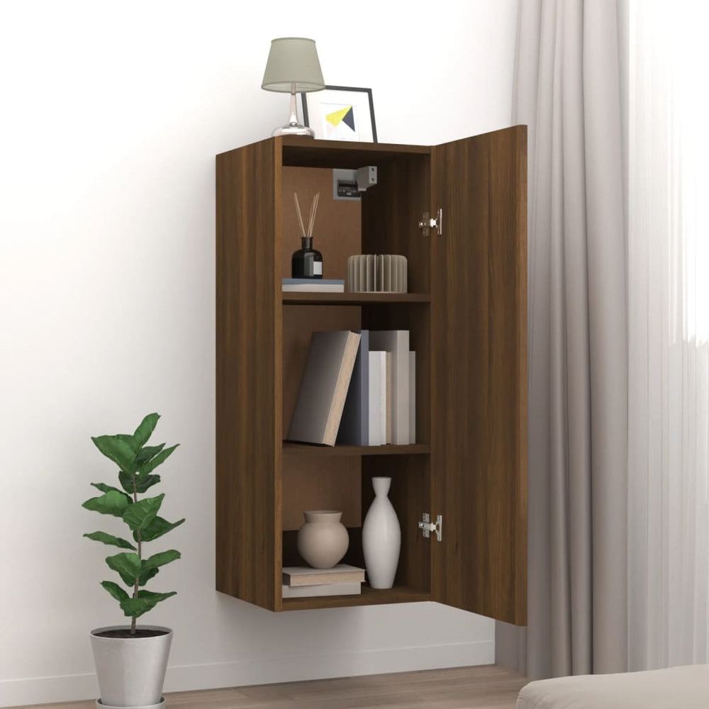 Wandkast 34,5x34x90 cm bewerkt hout bruineikenkleurig MeubelReus