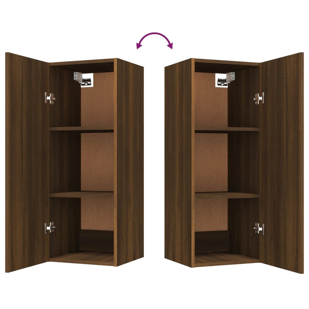 Wandkast 34,5x34x90 cm bewerkt hout bruineikenkleurig MeubelReus