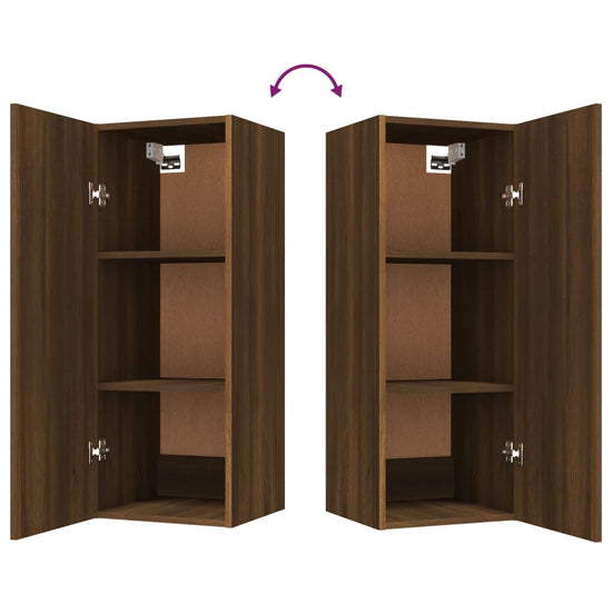 Wandkast 34,5x34x90 cm bewerkt hout bruineikenkleurig MeubelReus