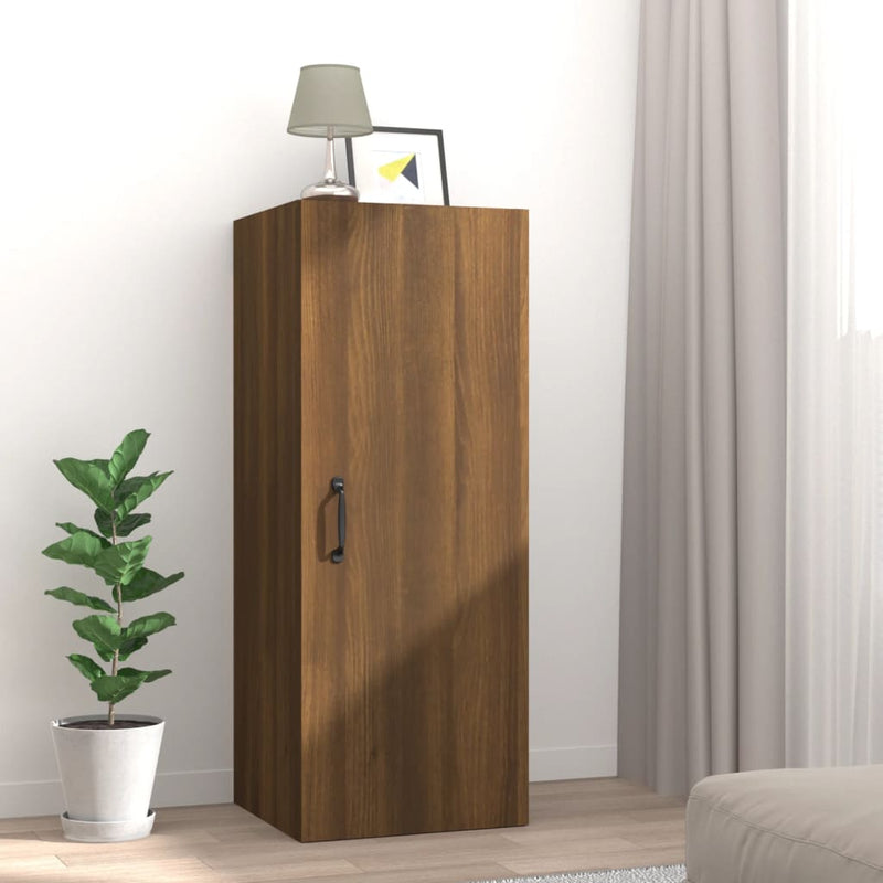Wandkast 34,5x34x90 cm bewerkt hout bruineikenkleurig MeubelReus