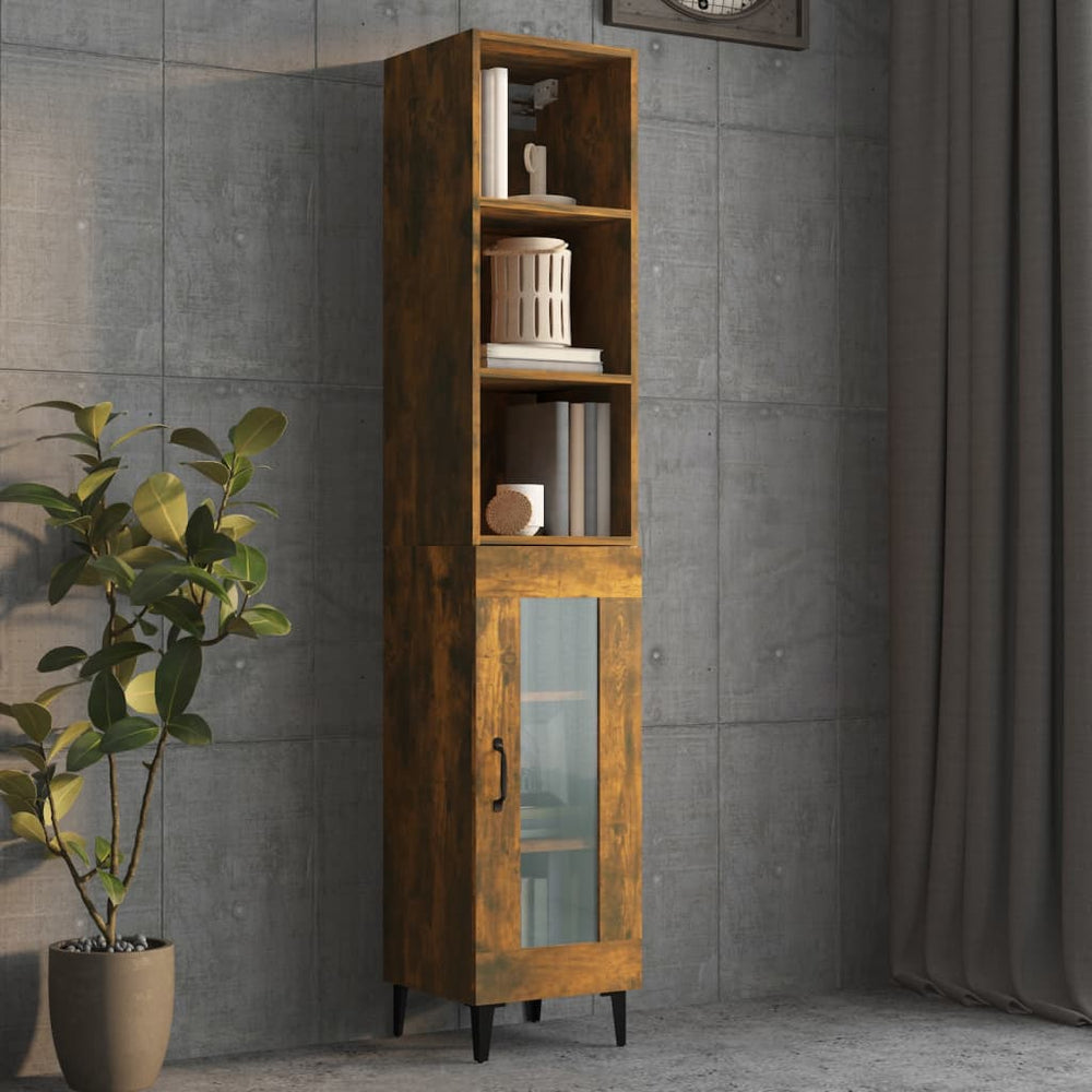 Wandkast 34,5x32,5x90 cm bewerkt hout gerookt eikenkleurig MeubelReus